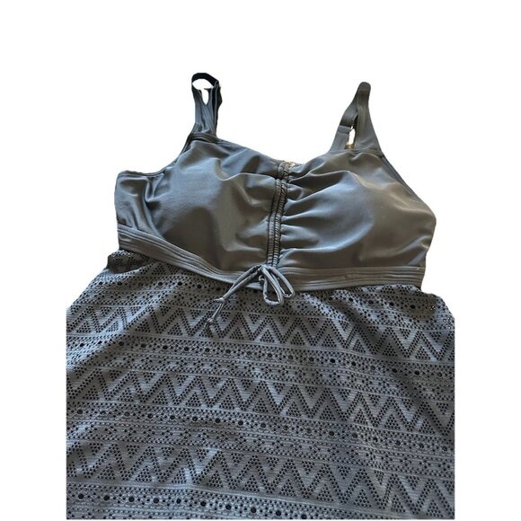 Women's Black Stretch  Lace Tankini Padded  Full Coverage 3XL Beach Swim Cover - Picture 4 of 8